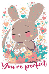 Watercolor Bunny Clipart Created with Generative AI Tools
