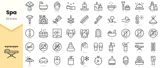 Keuken spatwand met foto Set of spa Icons. Simple line art style icons pack. Vector illustration © TriMaker