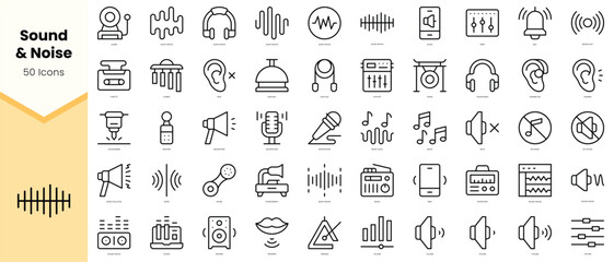 Set of sound and noise Icons. Simple line art style icons pack. Vector illustration