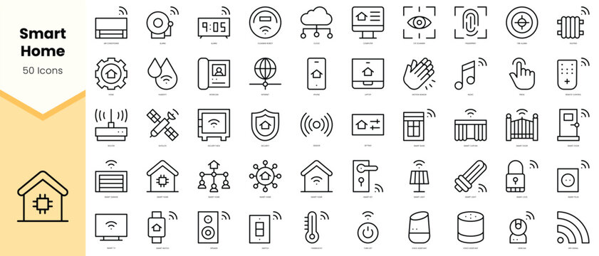 Set of smart home Icons. Simple line art style icons pack. Vector illustration
