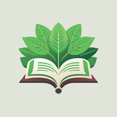 Book with leaves. Vector illustration