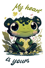Fototapeta premium Watercolor Frog Clipart Created with Generative AI Tools