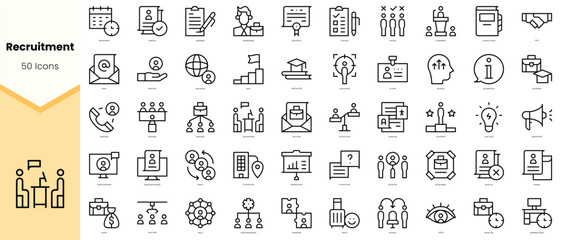 Set of recruitment Icons. Simple line art style icons pack. Vector illustration