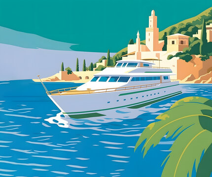 luxury yacht in the sea near a greek island