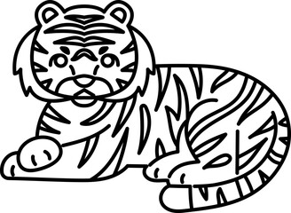 Fototapeta na wymiar tiger animal zoo outline drawing 