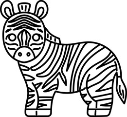 Fototapeta na wymiar zebra animal zoo outline drawing 