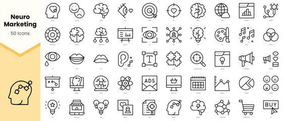 Set of neuromarketing Icons. Simple line art style icons pack. Vector illustration - obrazy, fototapety, plakaty