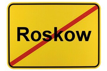 Fototapeta premium Illustration eines Ortsschildes der Gemeinde Roskow in Brandenburg