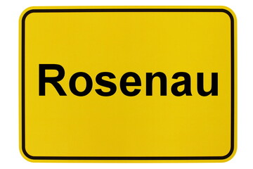 Illustration eines Ortsschildes der Gemeinde Rosenau in Brandenburg