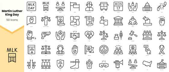 Set of martin luther king day Icons. Simple line art style icons pack. Vector illustration - obrazy, fototapety, plakaty