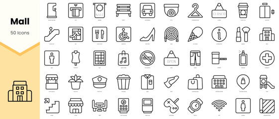 Set of mall Icons. Simple line art style icons pack. Vector illustration