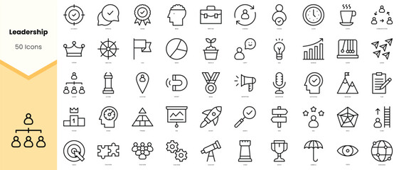 Set of leadership Icons. Simple line art style icons pack. Vector illustration