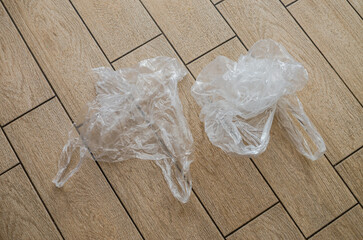 Waste used transparent plastic bag