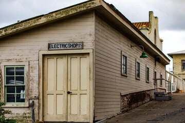 Electrical store of the federal prison of Alcatraz Island in the middle of the bay of San Francisco, California, USA. Very famous prison that has appeared several times in movies. American concept.