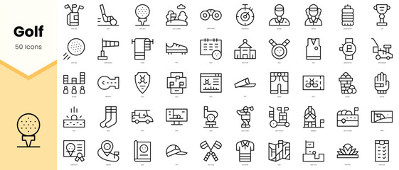 Set of golf Icons. Simple line art style icons pack. Vector illustration