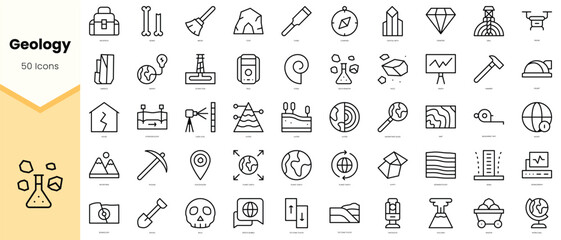 Set of geology Icons. Simple line art style icons pack. Vector illustration - obrazy, fototapety, plakaty