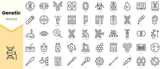 Set of genetic Icons. Simple line art style icons pack. Vector illustration - obrazy, fototapety, plakaty