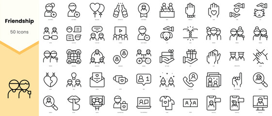 Set of friendship Icons. Simple line art style icons pack. Vector illustration