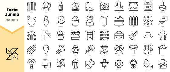 Set of festa junina Icons. Simple line art style icons pack. Vector illustration - Powered by Adobe