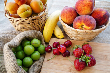 summer fruit composition in a basket
