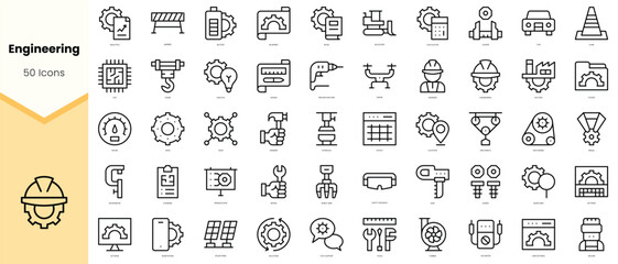 Obraz na płótnie Canvas Set of engineering Icons. Simple line art style icons pack. Vector illustration
