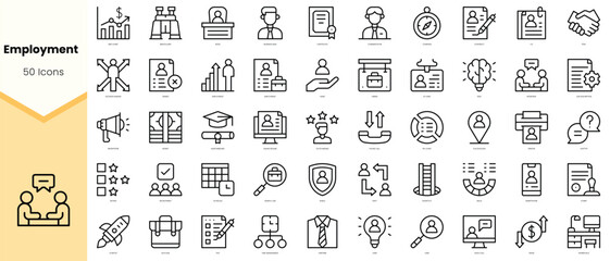Set of employment Icons. Simple line art style icons pack. Vector illustration