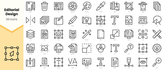 Set of editorial design Icons. Simple line art style icons pack. Vector illustration - obrazy, fototapety, plakaty