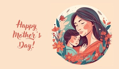 Happy Mother day, Greeting card. Generative AI