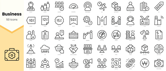 Set of business Icons. Simple line art style icons pack. Vector illustration