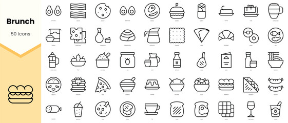 Set of brunch Icons. Simple line art style icons pack. Vector illustration