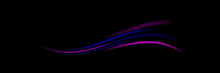 Glowing shiny lines effect vector background. Glowing blue speed lines. Light glowing effect. Abstract lines of motion. On a black background.