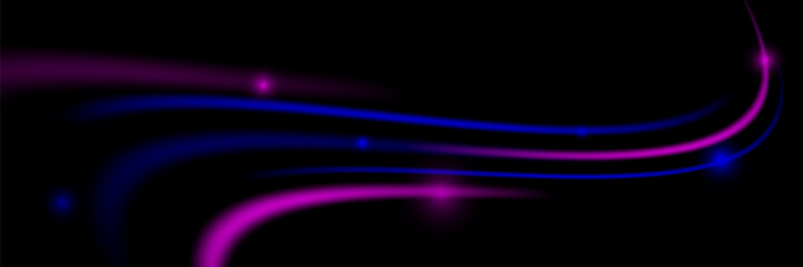 Glowing shiny lines effect vector background. Glowing blue speed lines. Light glowing effect. Abstract lines of motion. On a black background.