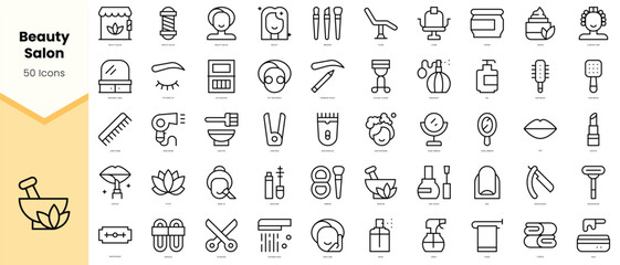 Set of beauty salon Icons. Simple line art style icons pack. Vector illustration