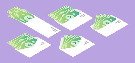 Afghan Afghani Money in Envelope Isometric Icon