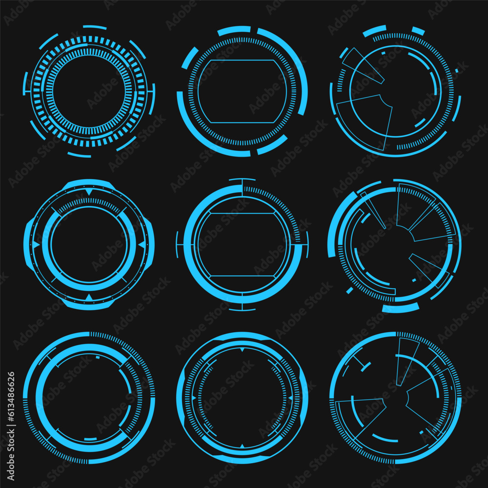 Poster vector futuristic circle element. hud focus sci-fi circular design.