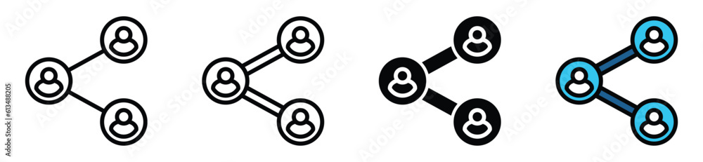 Poster share icon button set. social media communication, sharing, connect, network icon symbol in line and