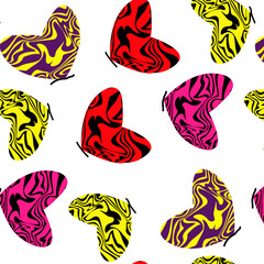 Multicolor butterflies abstract print pattern. Fancy  seamless background vector, party gift wrapping. Full color backdrop for celebration, party,...