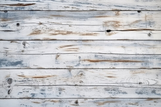 White wooden boards with texture as background. Generative AI