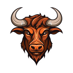 Bull head mascot. Logo design. Illustration for printing on t-shirts.