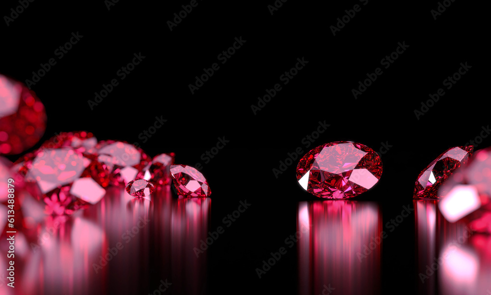 Aufkleber ruby gem diamond group placed on dark background 3d rendering