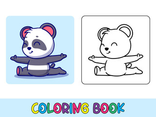 Vector coloring book animal activity. Coloring book cute animal for education cute panda bear black and white illustration