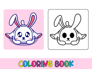 Vector coloring book animal activity. Coloring book cute animal for education cute rabbit black and white illustration