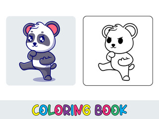 Vector coloring book animal activity. Coloring book cute animal for education cute panda bear black and white illustration