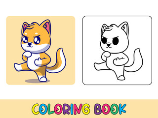 Vector coloring book animal activity. Coloring book cute animal for education cute shiba inu black and white illustration