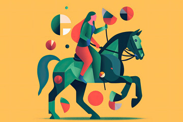 Modern cubism, person riding a horse