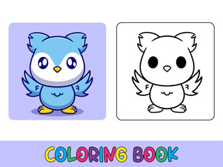 Vector coloring book animal activity. Coloring book cute animal for education cute bird black and white illustration