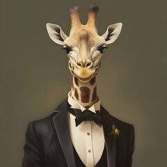giraffe in a tuxedo