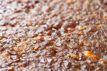 angle view big piece of pork jerky