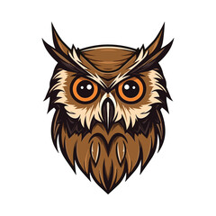 Owl head mascot. Logo design. Illustration for printing on t-shirts.