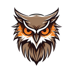 Owl head mascot. Logo design. Illustration for printing on t-shirts.